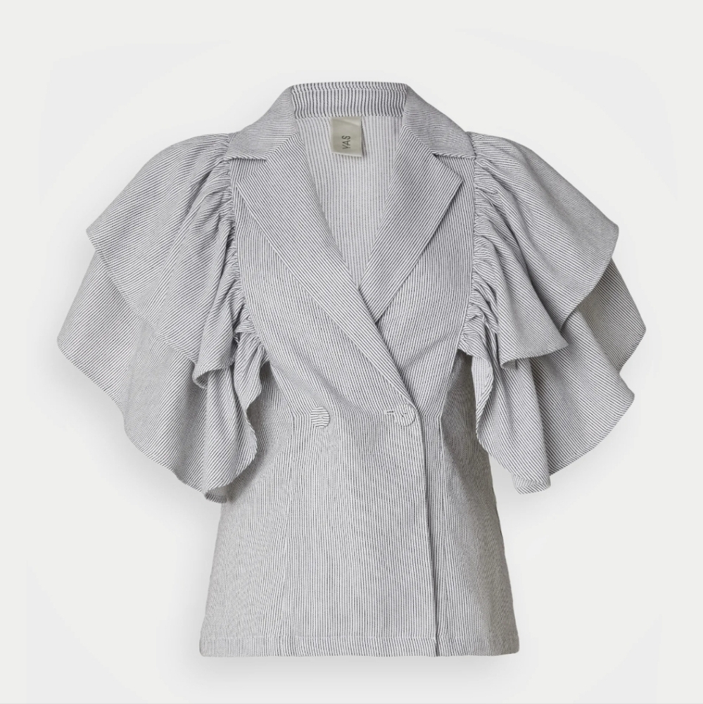 Y-A-S Ruffled Sleeve Linen Cotton Blazer Size  M